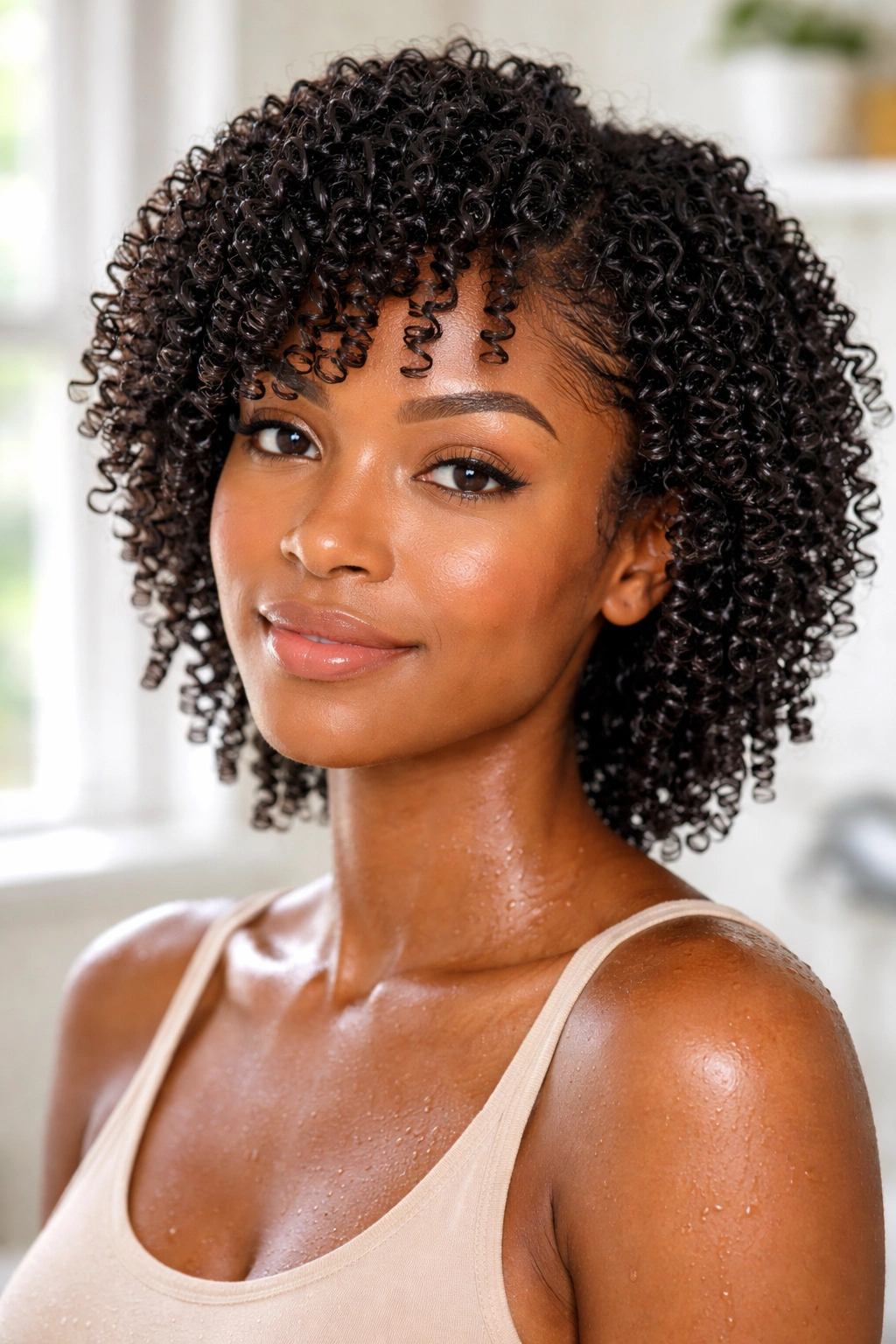 Close-up of a real person with 4A/4B finger curls and defined coils