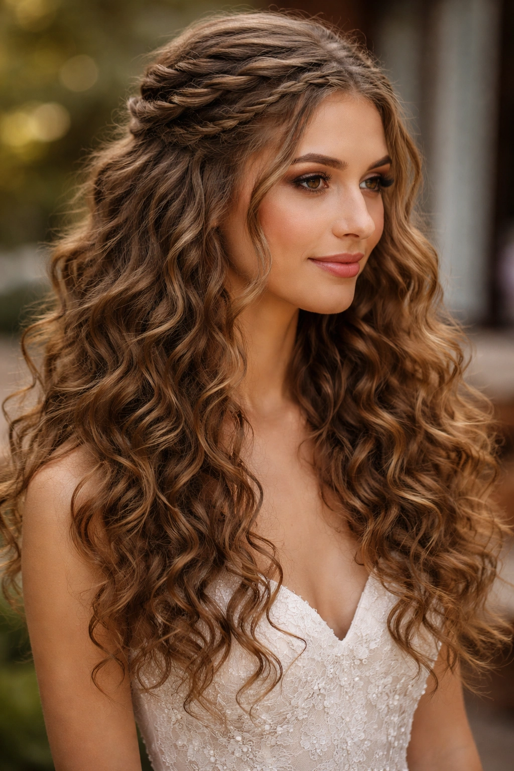 Small accent braids with flowing curls