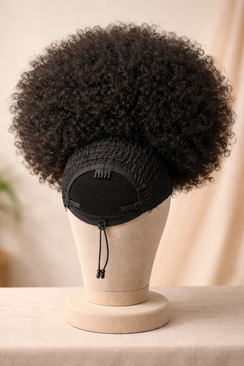 Voluminous Afro puff drawstring ponytail extension with combs at base