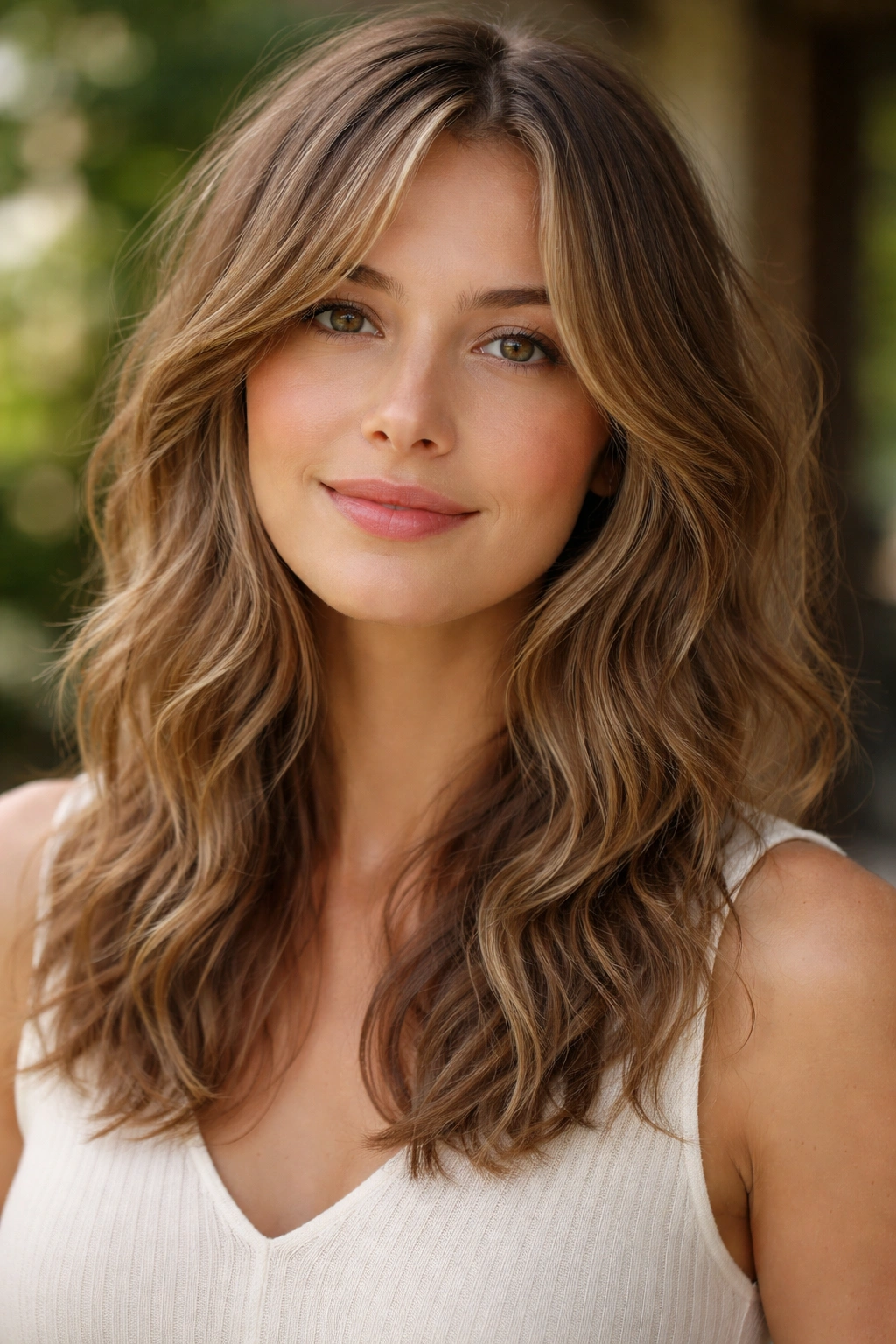 Close-up of real person with natural wave pattern and air-dried cut