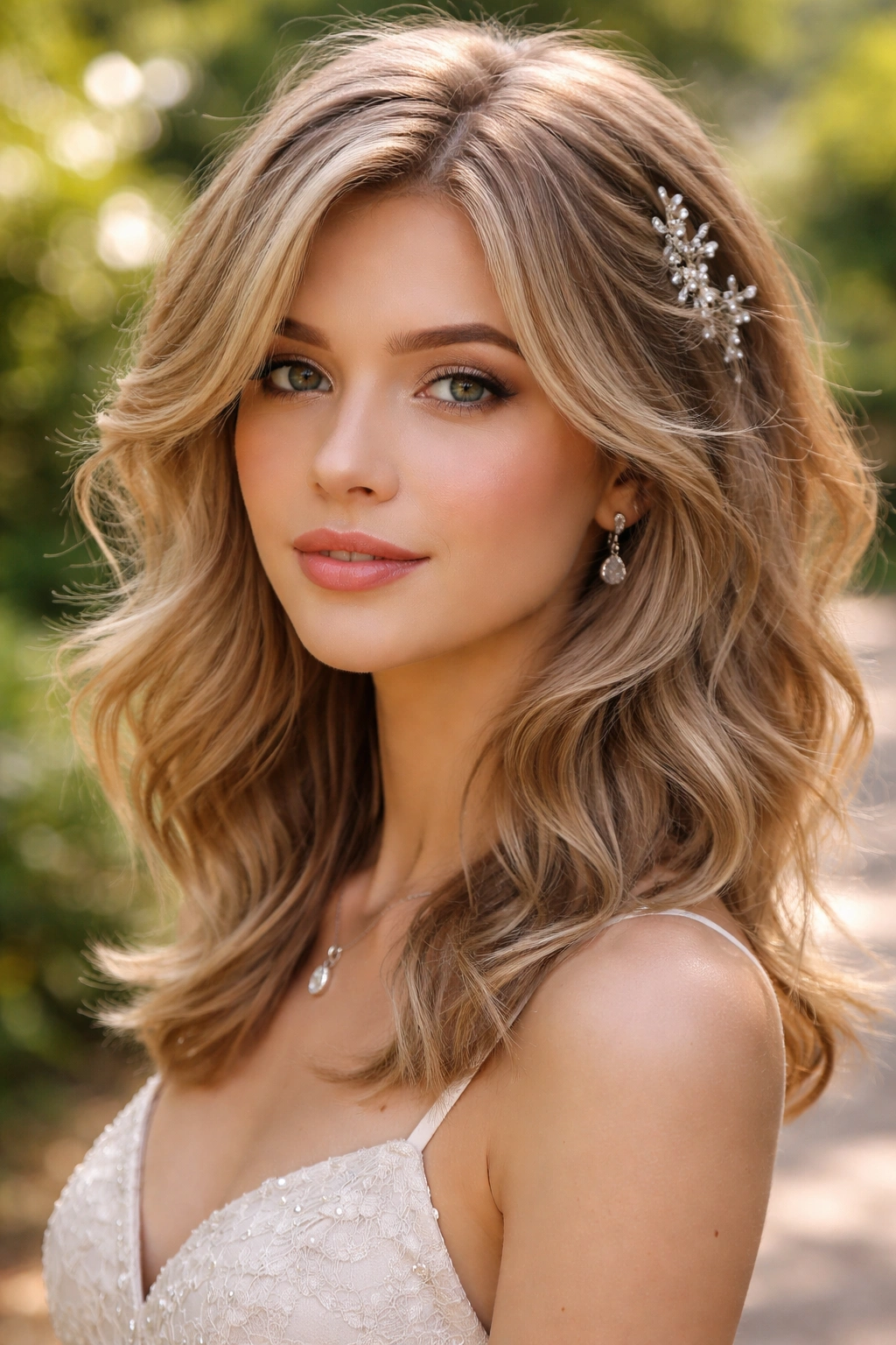 Close-up of real person with airy layered crop and tapered ends