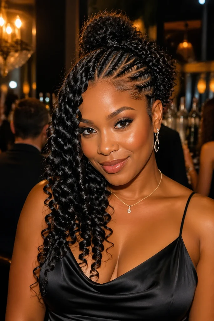 22 Cornrow Buns With Curls