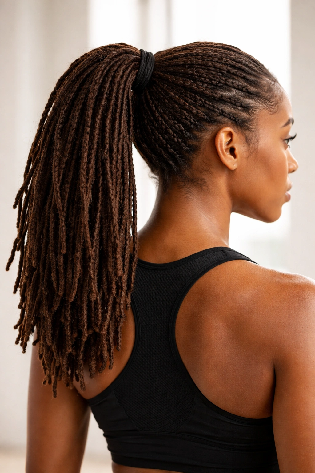 Athletic high ponytail with secure base