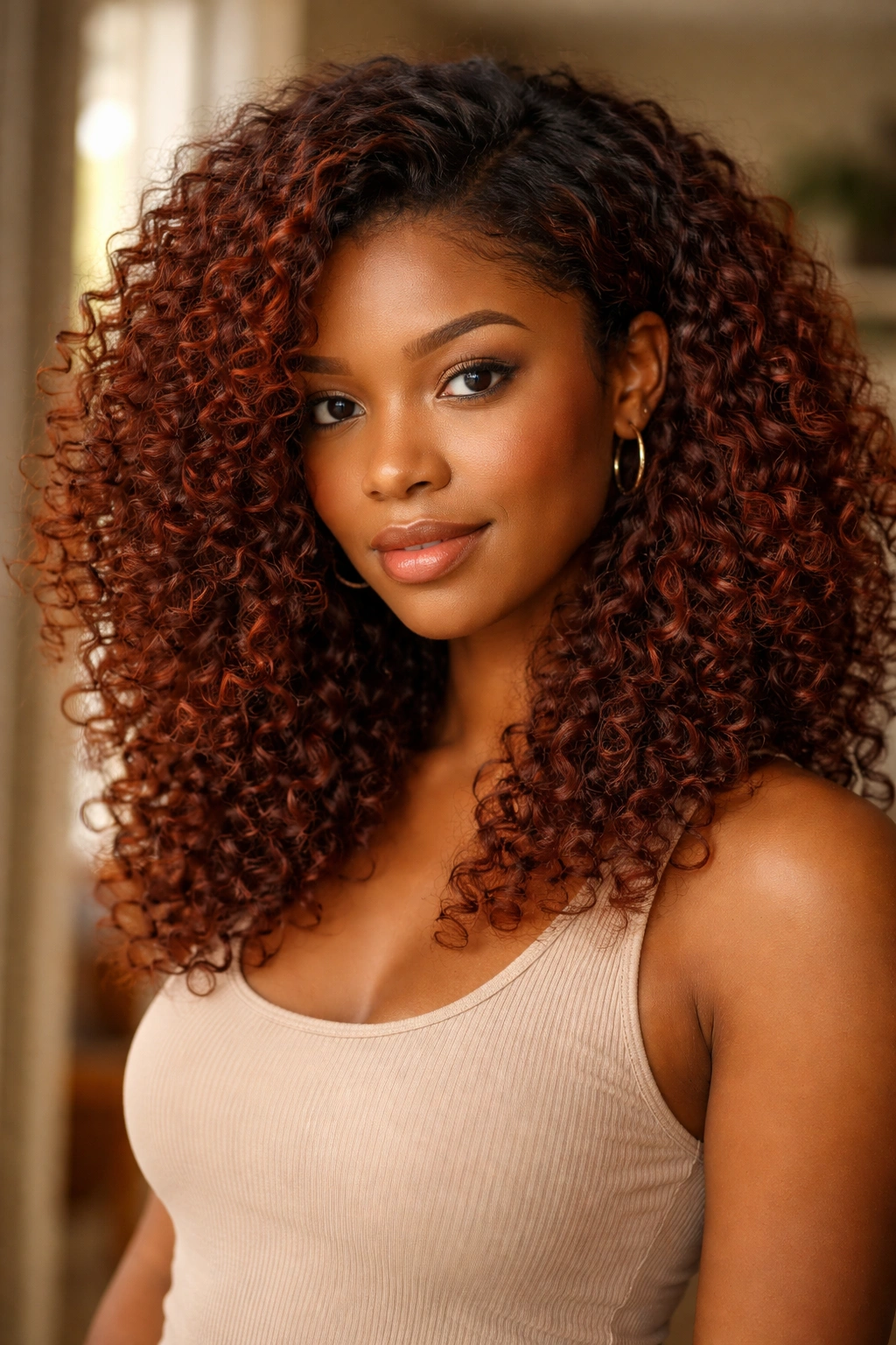 Portrait of a person with warm auburn tones and natural hair under soft window light