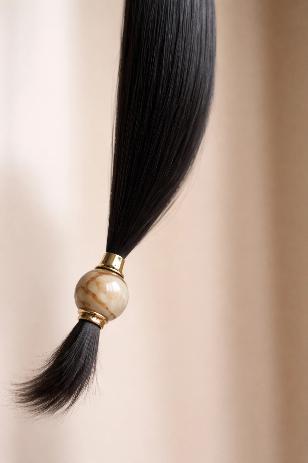 Ponytail end with a single large bead accent