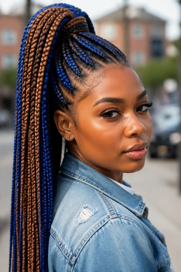 15 Blue and Brown Box Braids