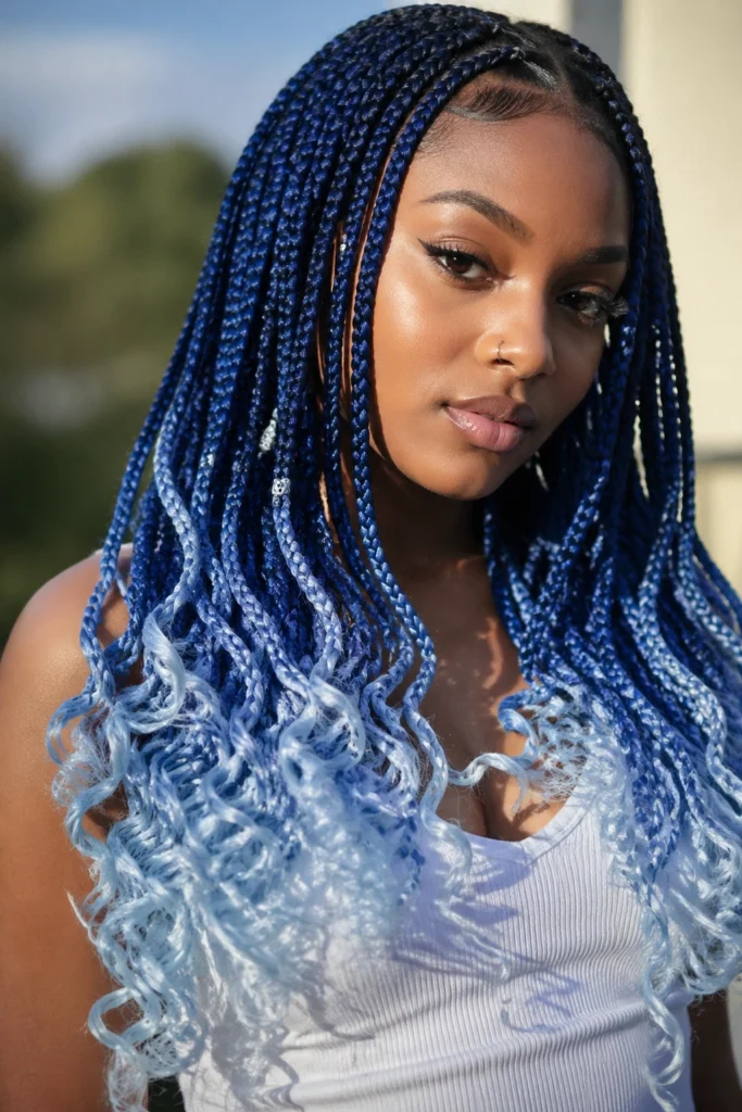 15 Blue and Ombré Box Braids