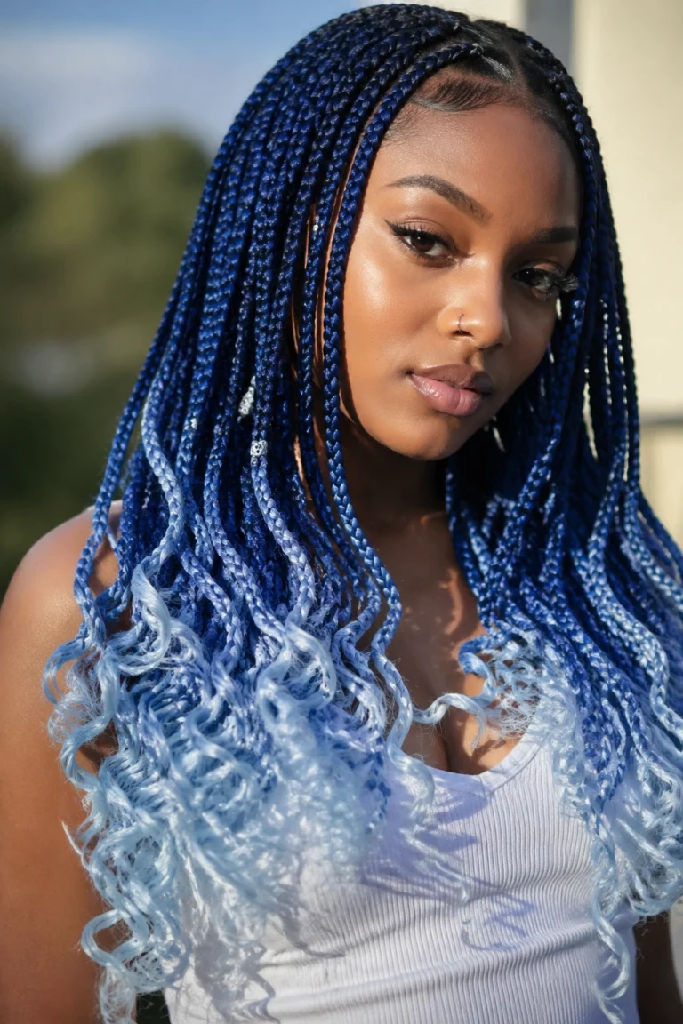 15 Blue and Ombré Box Braids