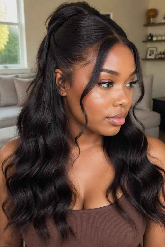 24 Easy Half Up Half Down Quick Weave for Black Women