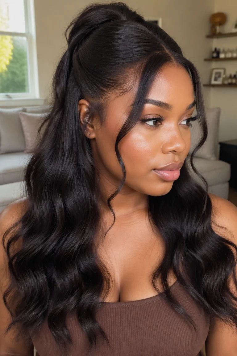 24 Easy Half Up Half Down Quick Weave for Black Women