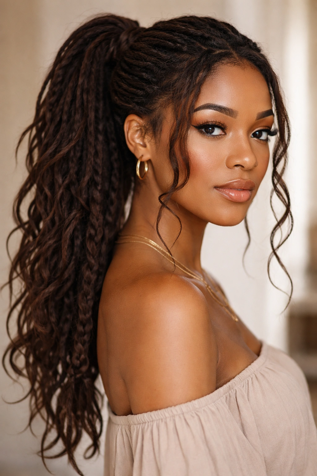 Bohemian Braided Ponytail with loose tendrils