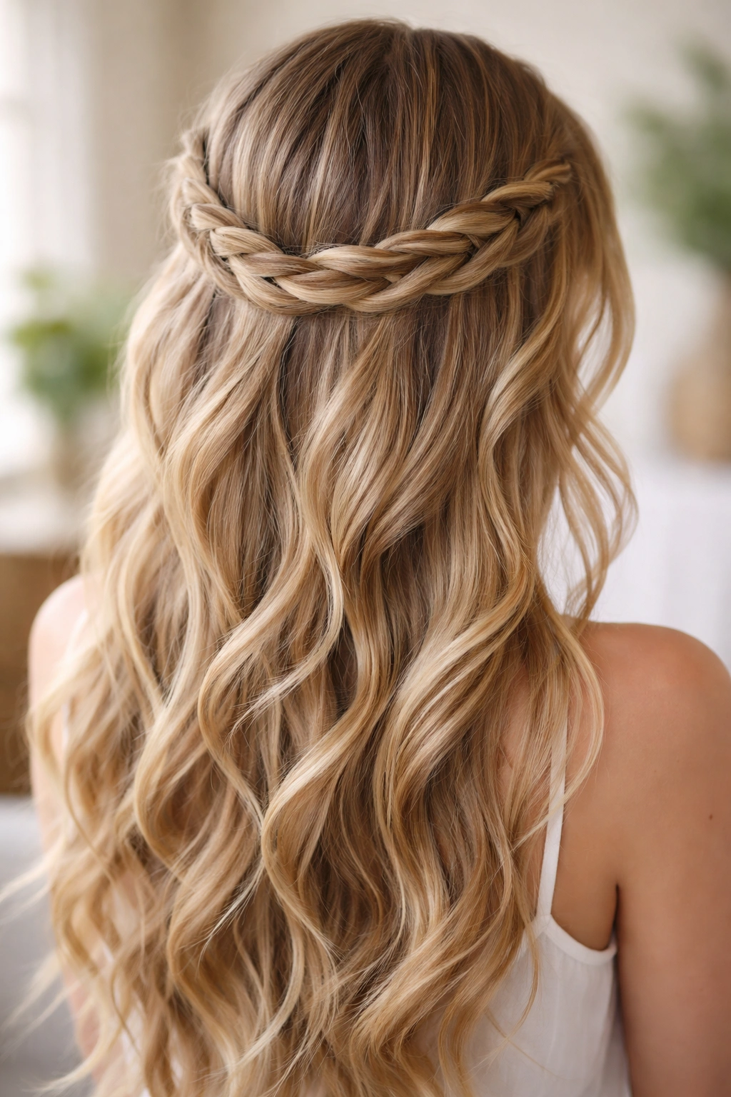 Circular halo of twisted hair around the crown