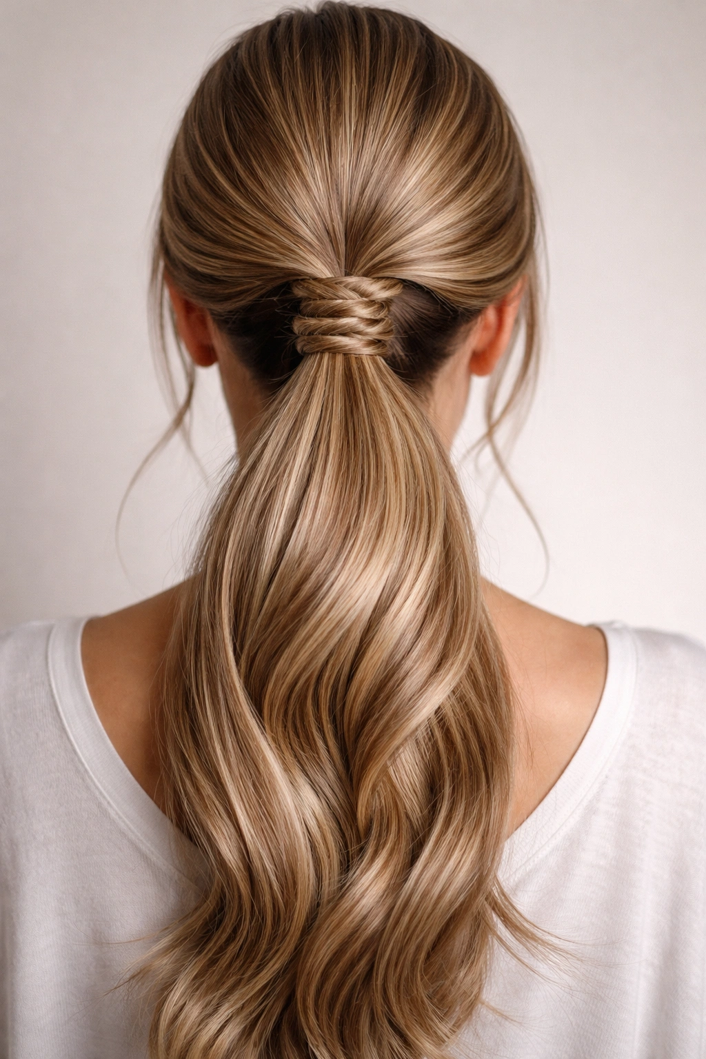 Braided-base low ponytail with a braid at the nape