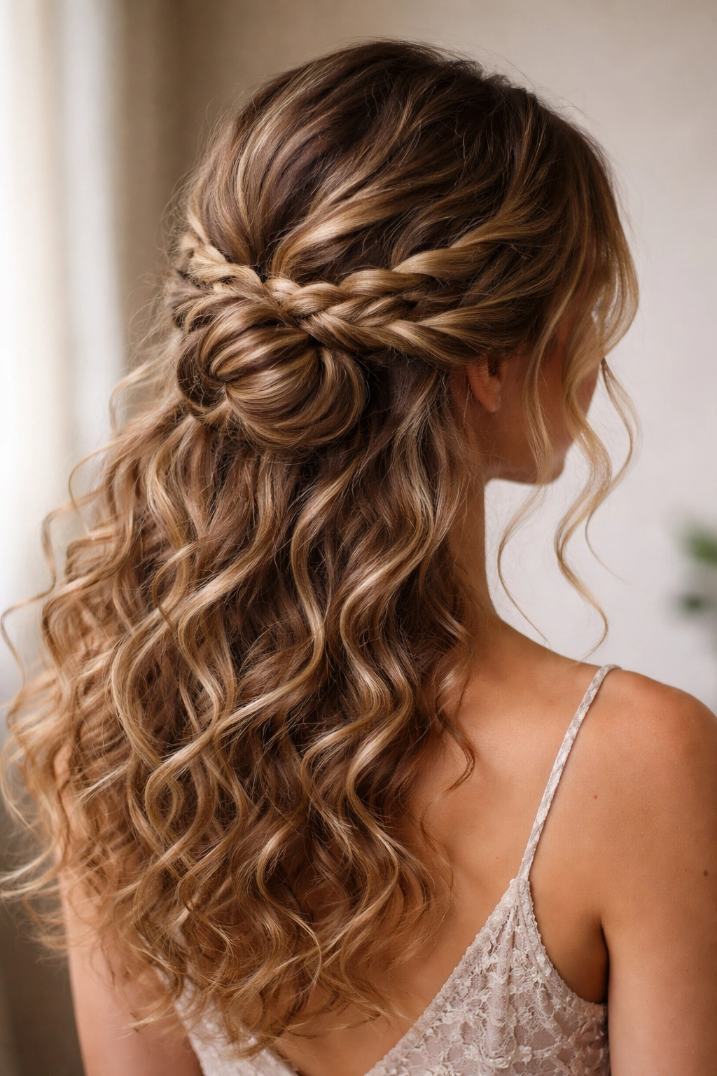 Braided chignon loop at the back of the head