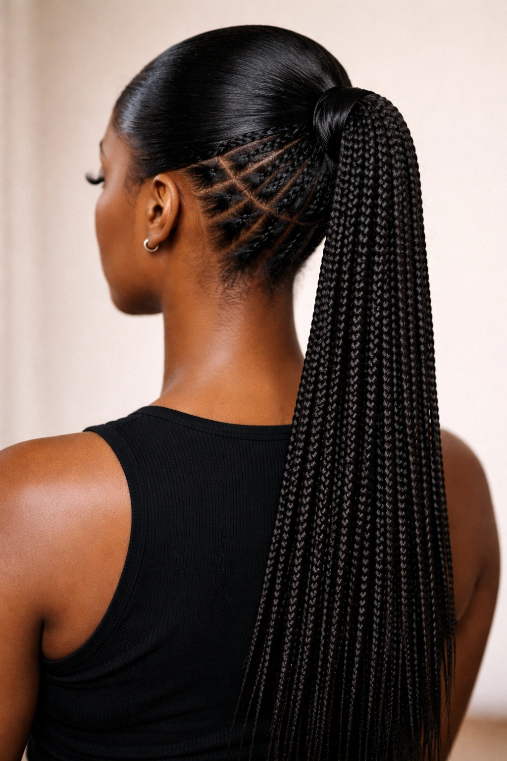 Braided sleek pony with uniform small braids