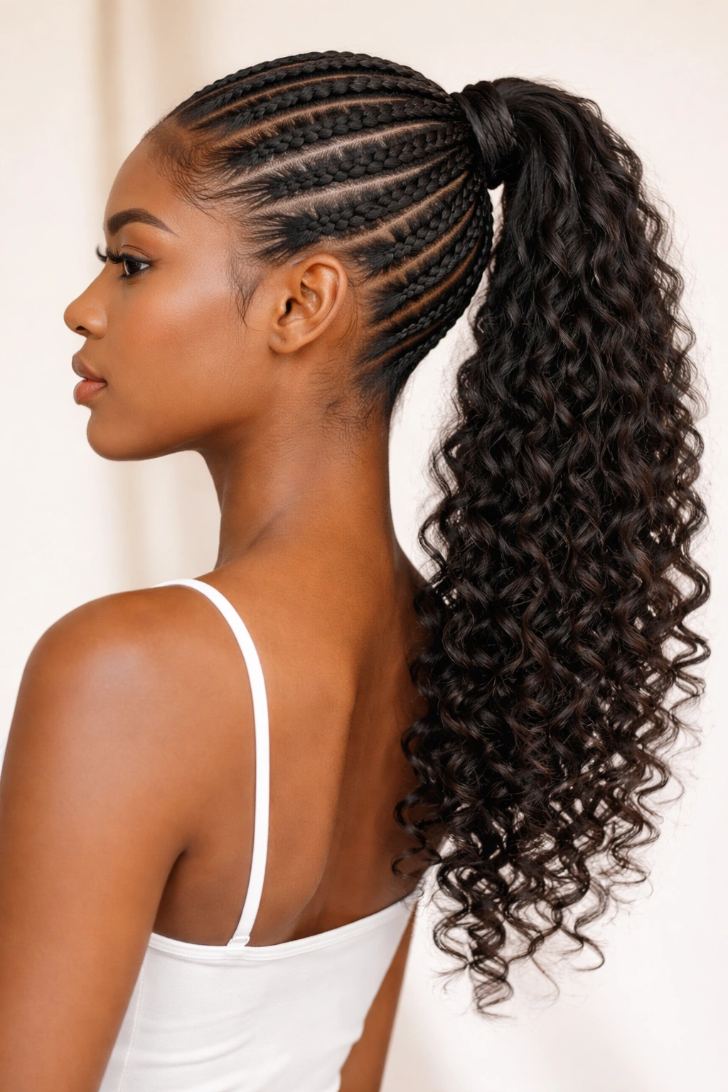 Braid with curly ends showing texture and movement