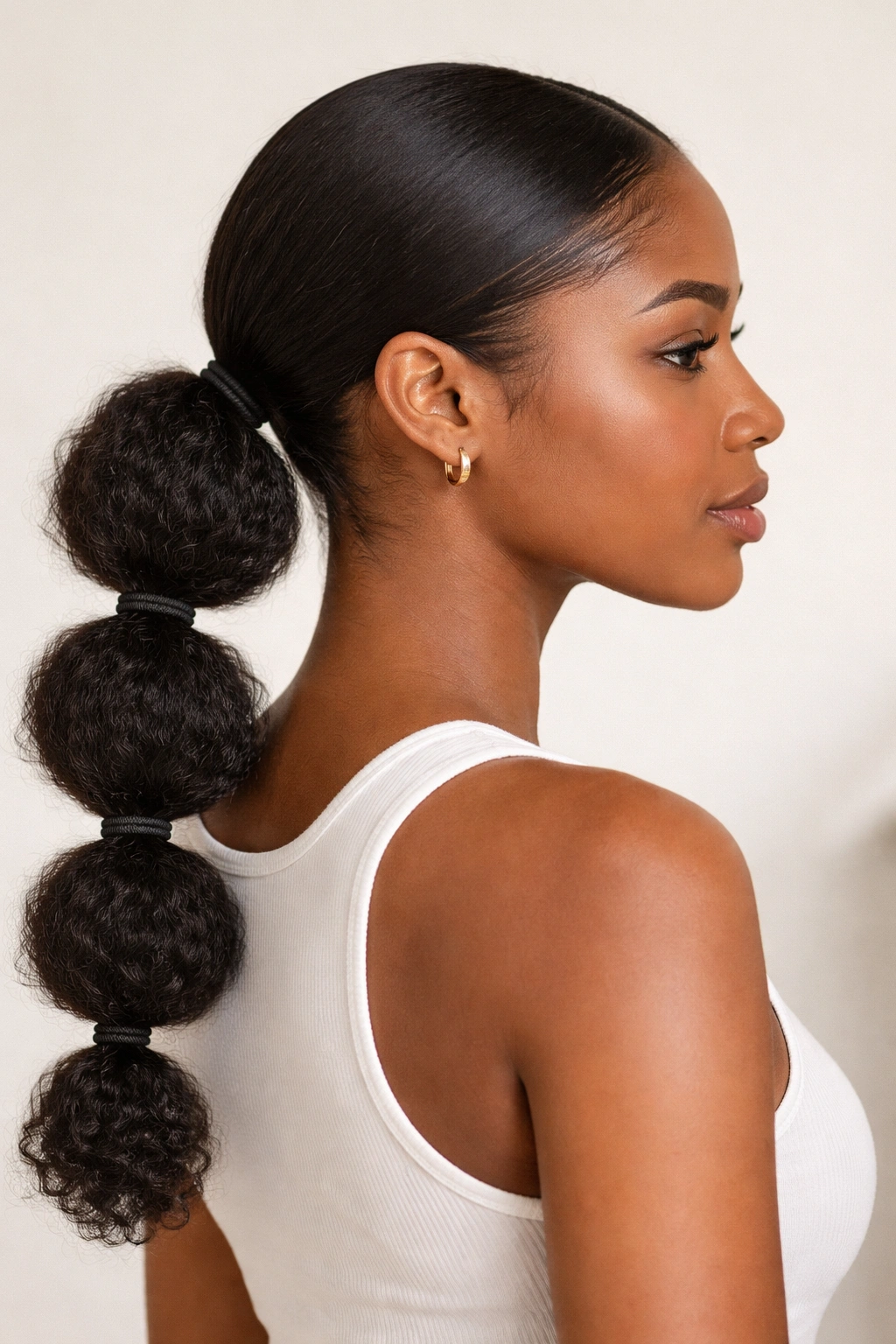 Simple bubble ponytail for school or work with clear base and 3-5 bubbles