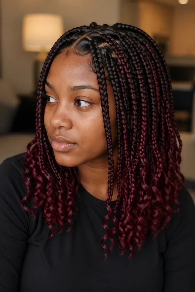 15 Small Peekaboo Knotless Box Braids With Curly Ends