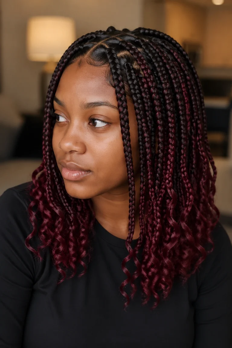 15 Small Peekaboo Knotless Box Braids With Curly Ends