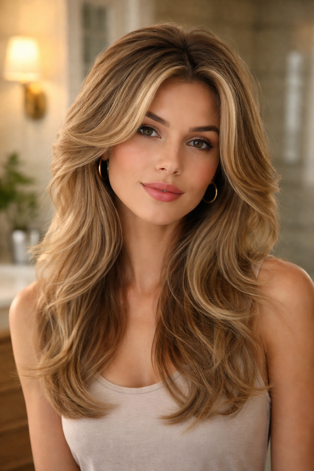 Close-up of a real woman with a butterfly cut and crown lift