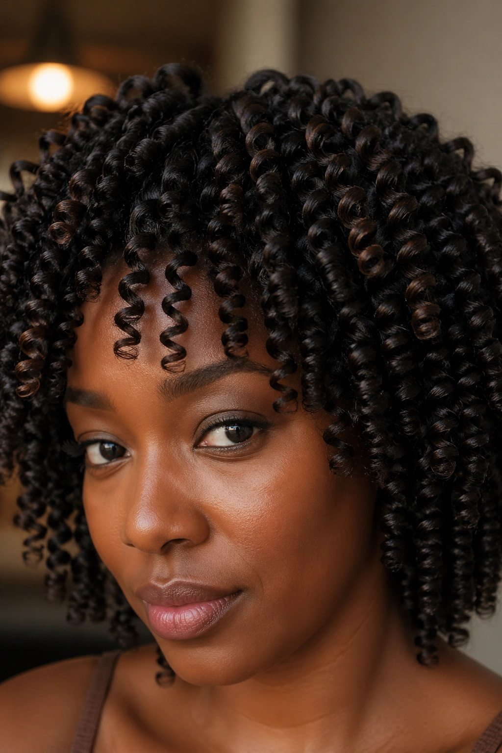 Real person with classic tight straw curls