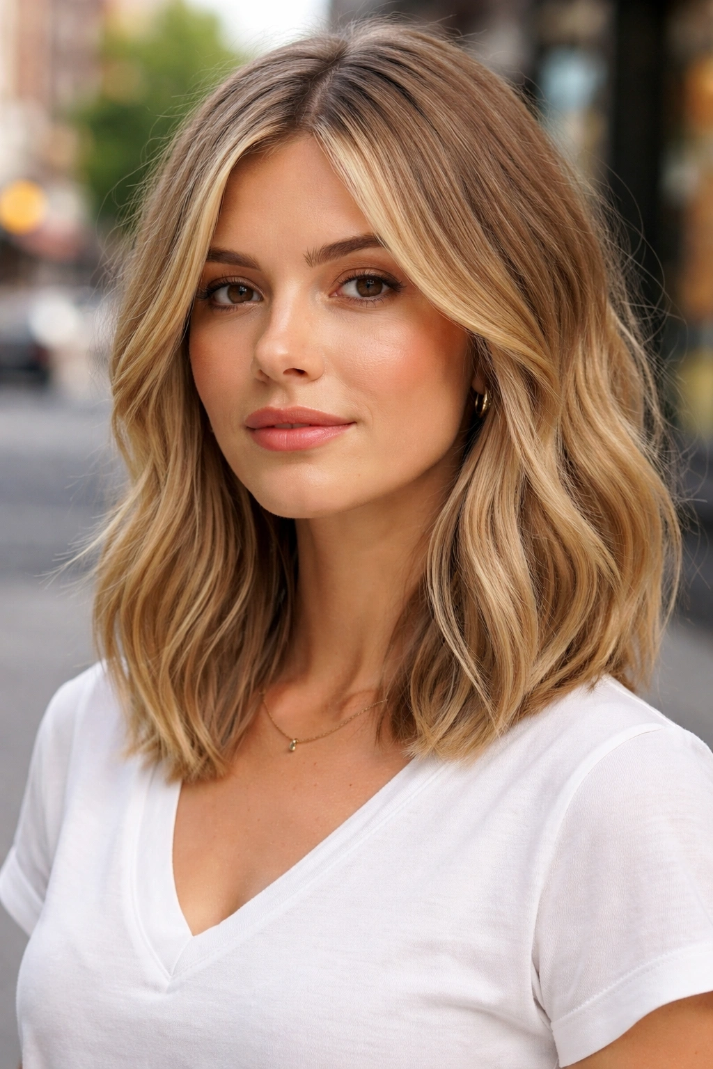 Close-up of a real woman with clavicut and blunt perimeter