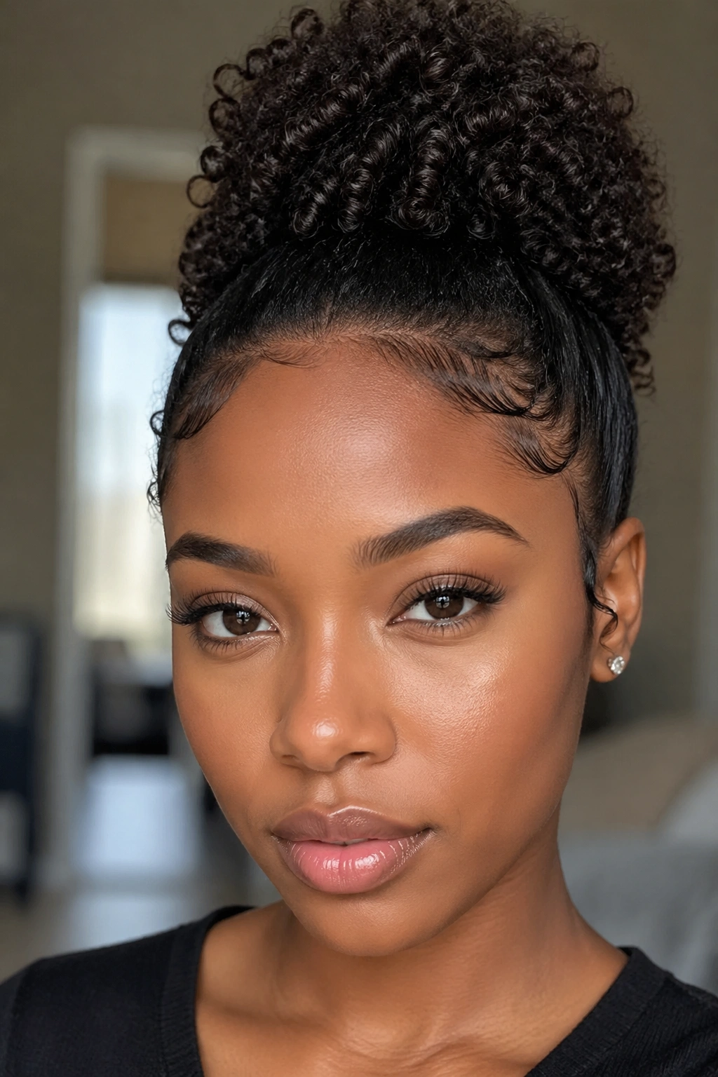 Close-up of a real person with a clean, well-defined hairline