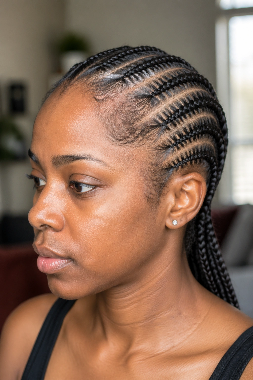 Close-up of cornrows showing root growth illustrating longevity