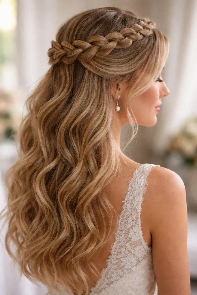 22 Braided Half Up Half Down for Bridesmaid Long Hair