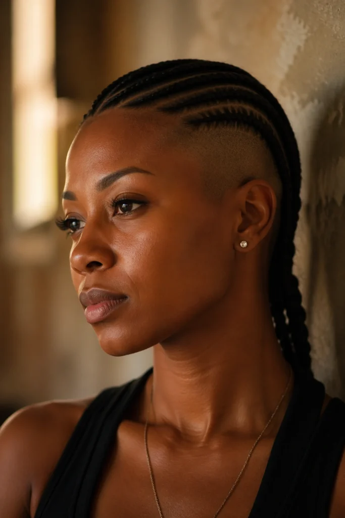 22 Side Cornrows With Shaved Sides