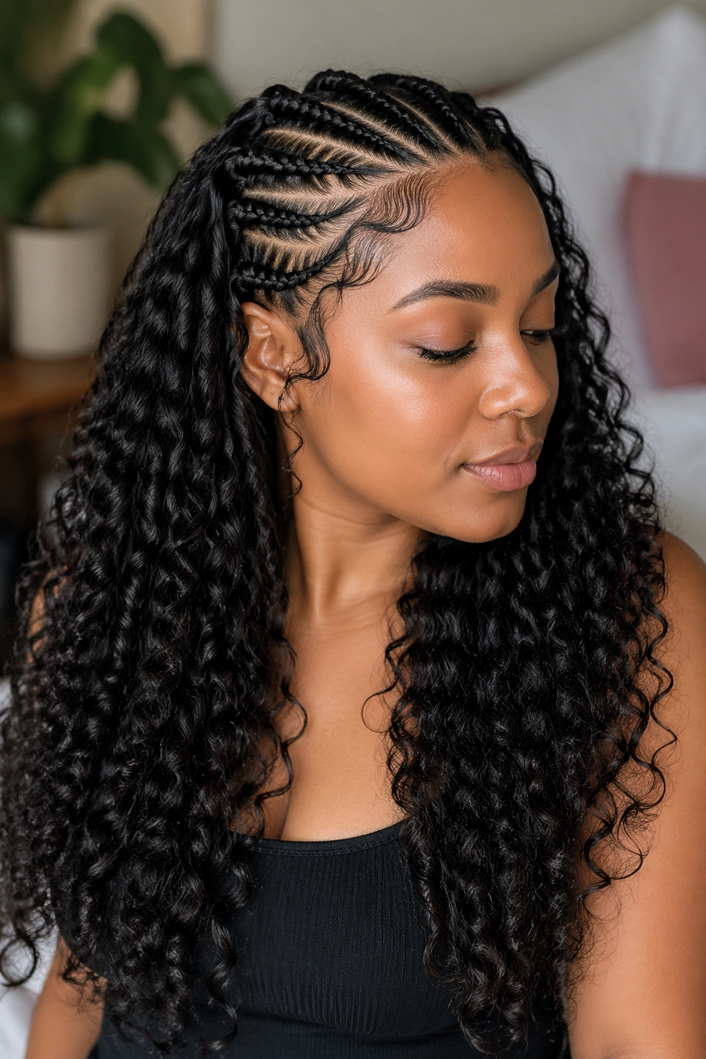 Portrait of a real person showing durable curl longevity in styled ends
