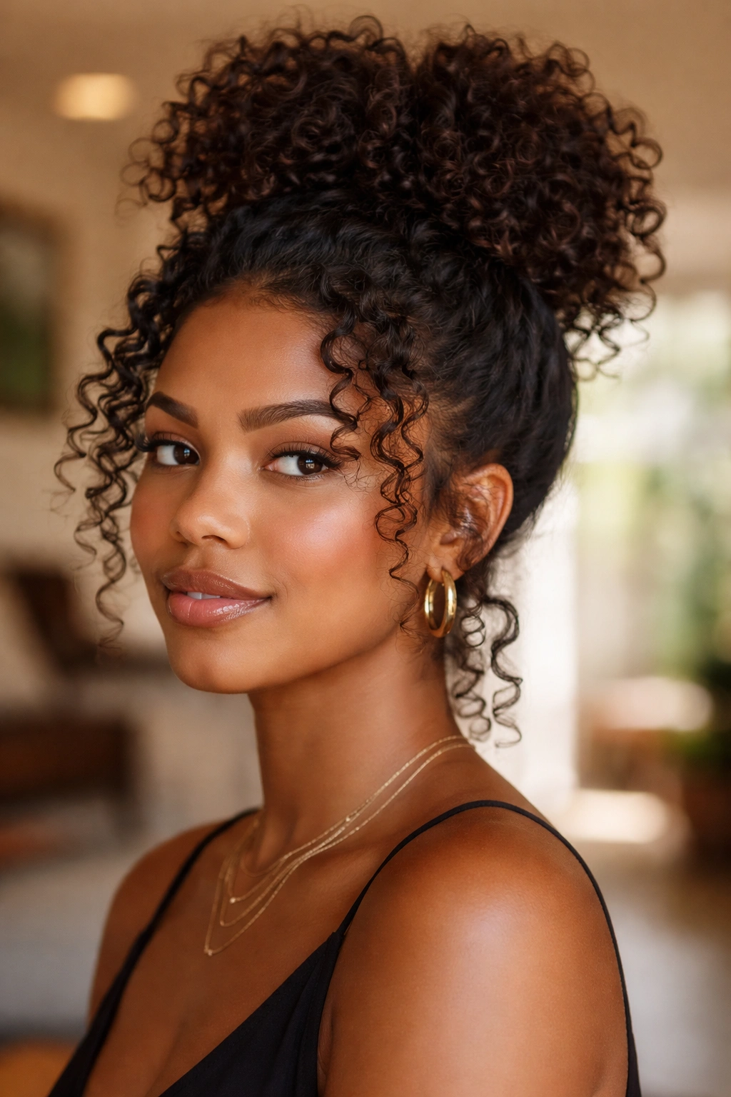 Close-up portrait showing distinct curl textures at temples and crown on a real person