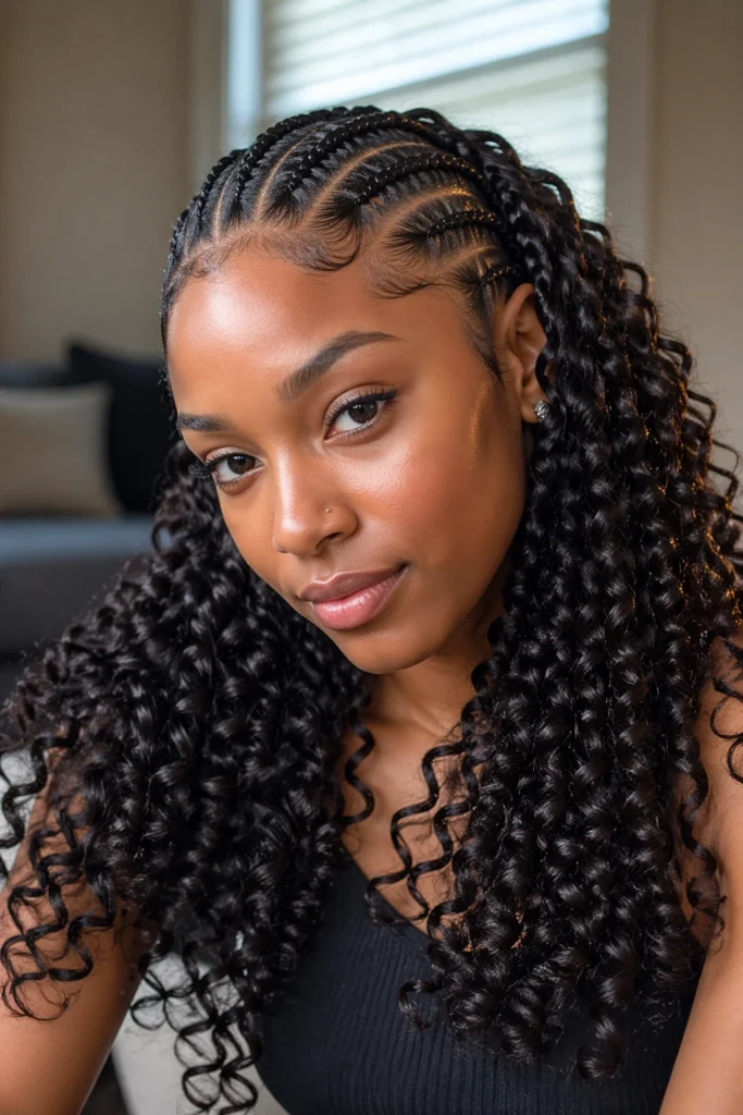 22 Feed In Cornrows With Curly Ends
