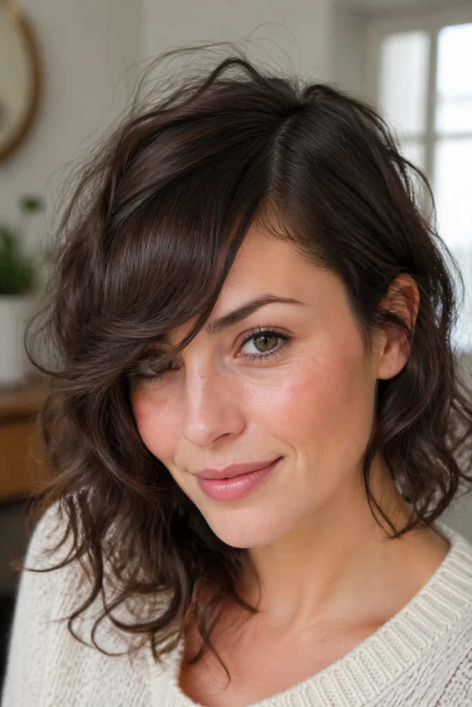 30 Side Bang Styles for Wavy Curly Hair