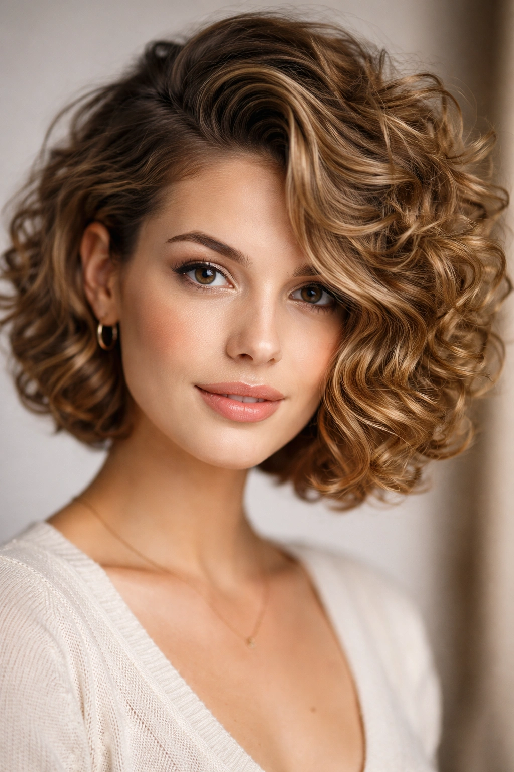 Deep side part bob showing dramatic volume at roots