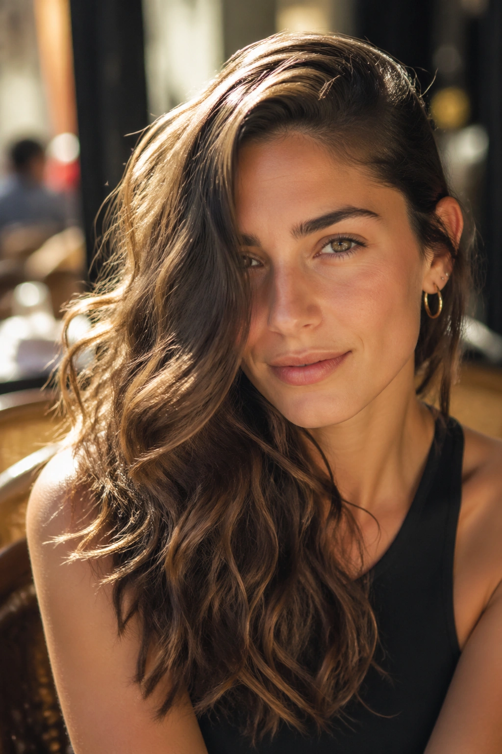 Portrait of a woman with deep side-parted waves