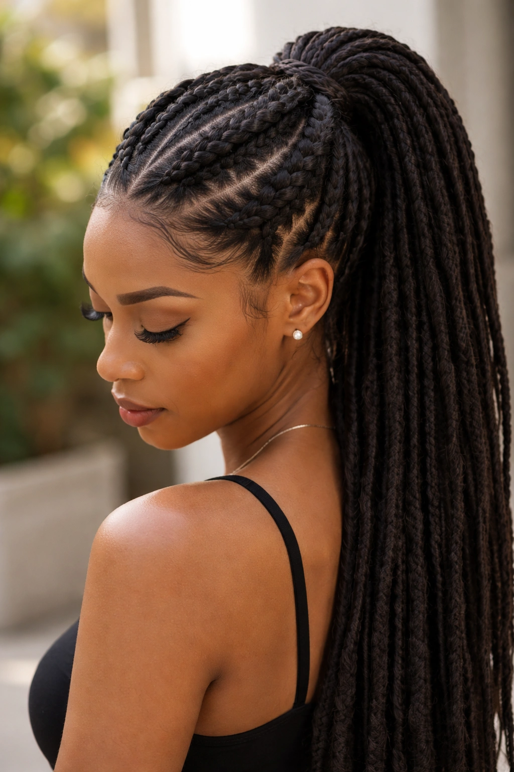 Double Braided Crown Ponytail with crown braids