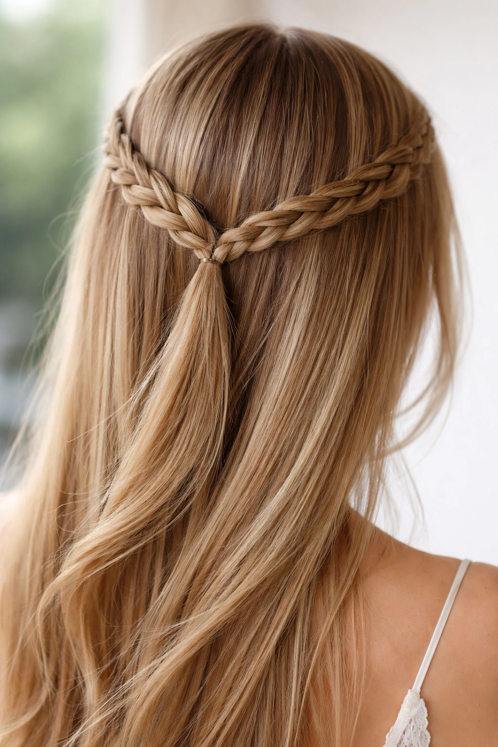 Two small braids forming a subtle headband behind the ears