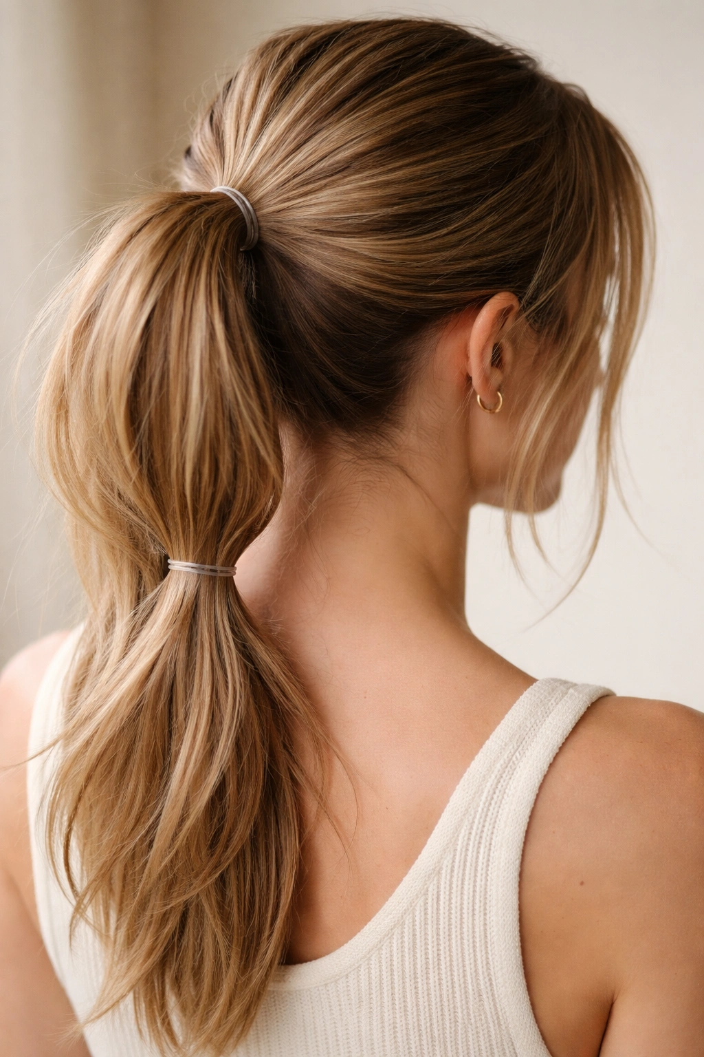 Double-elastic ponytail with two bands at the base