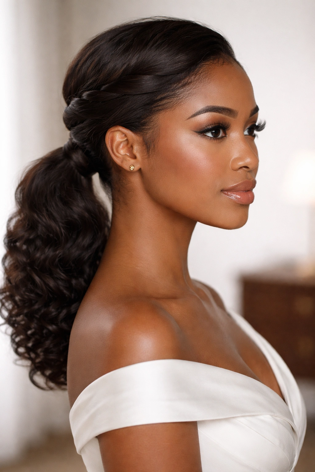 Elegant twist low ponytail for formal wear
