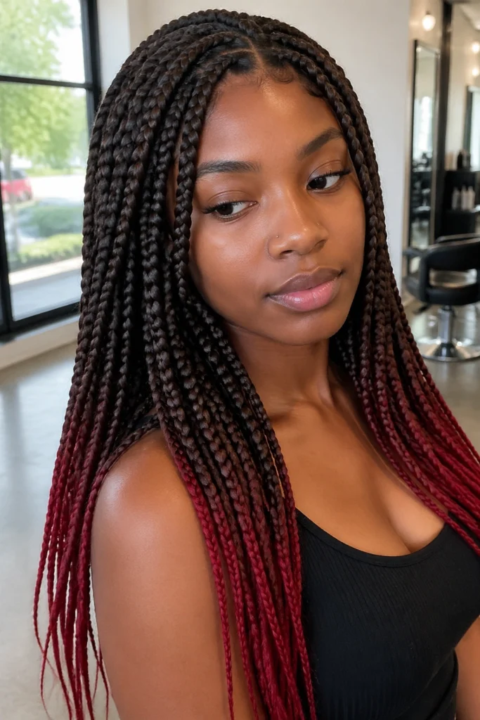 17 Brown and Red Box Braids