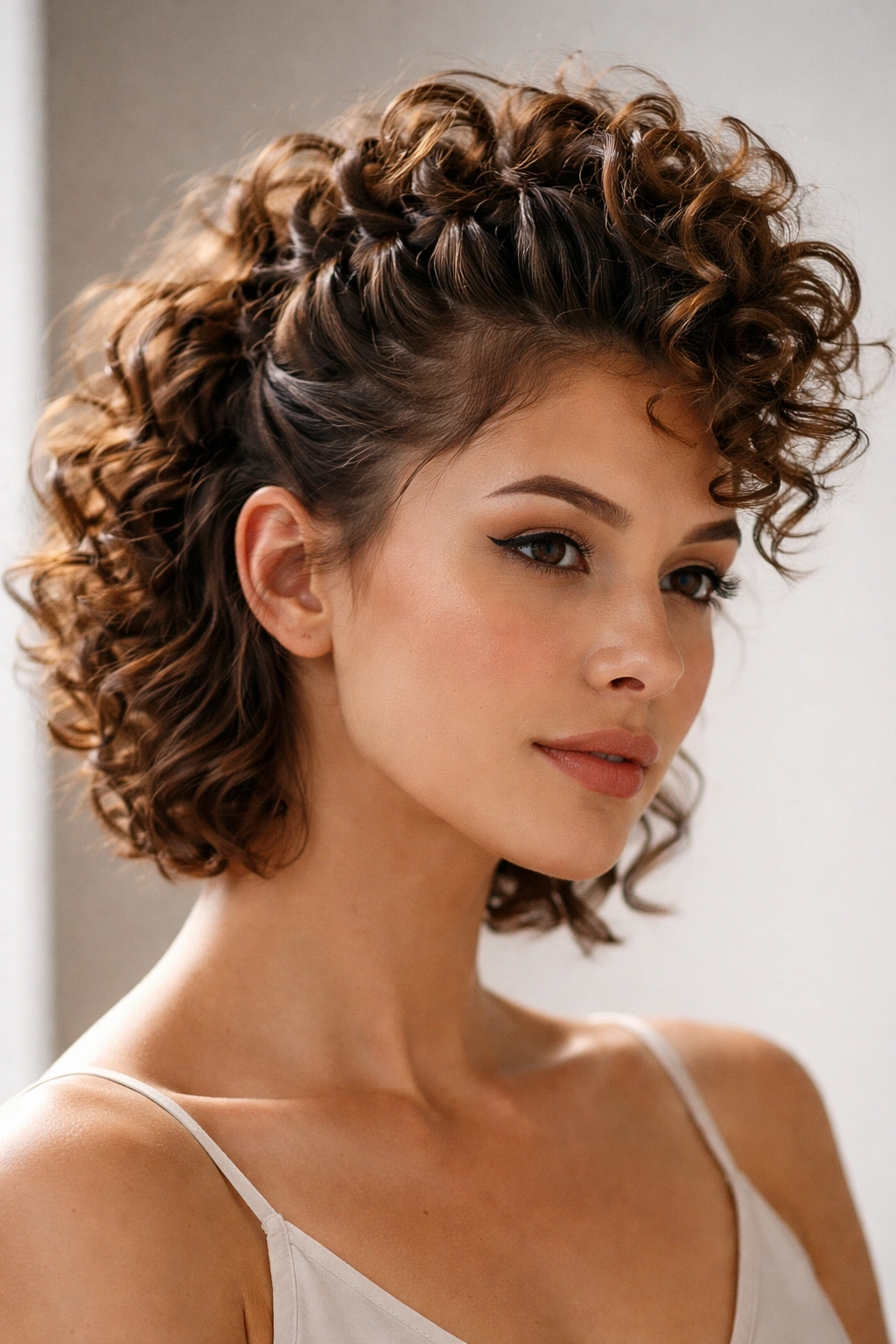Faux hawk half-up hairstyle with central vertical sections