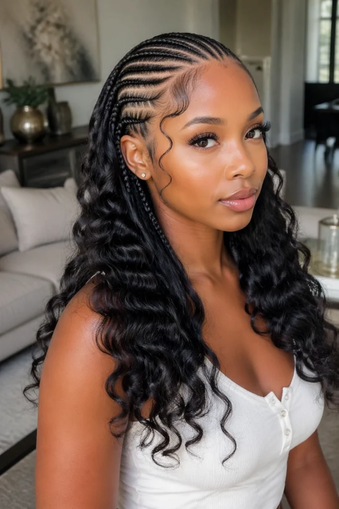 22 Straight Back Cornrows With Curls