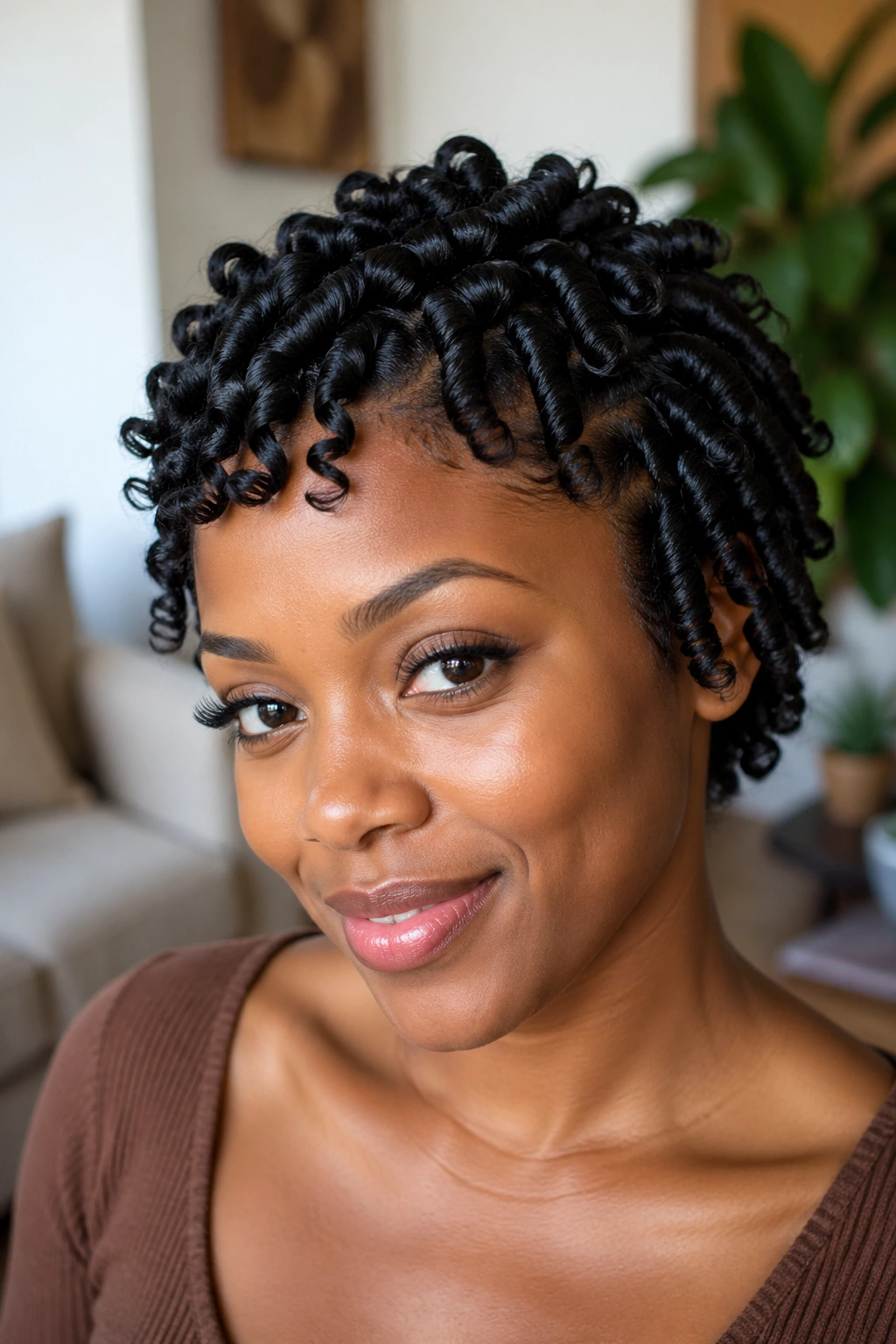 Close-up of a real person's head showing defined finger coils