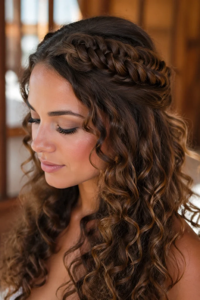 28 Half Up Half Down Hairstyles for Wedding Curly Hair