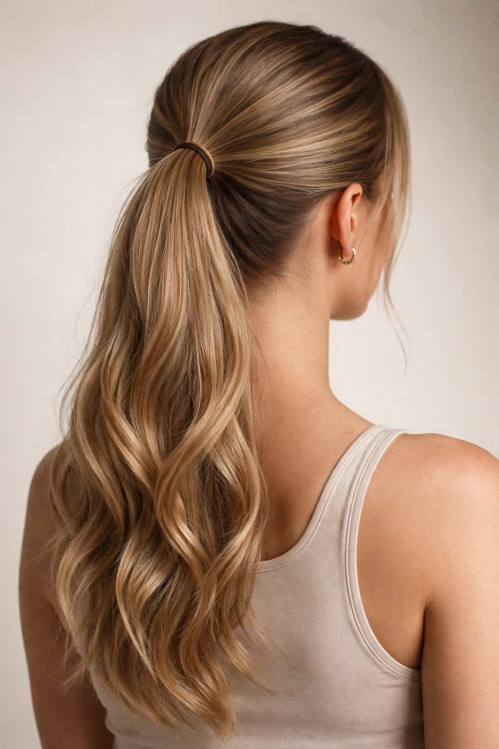 Ponytail with 1-inch bend patterns along its length.