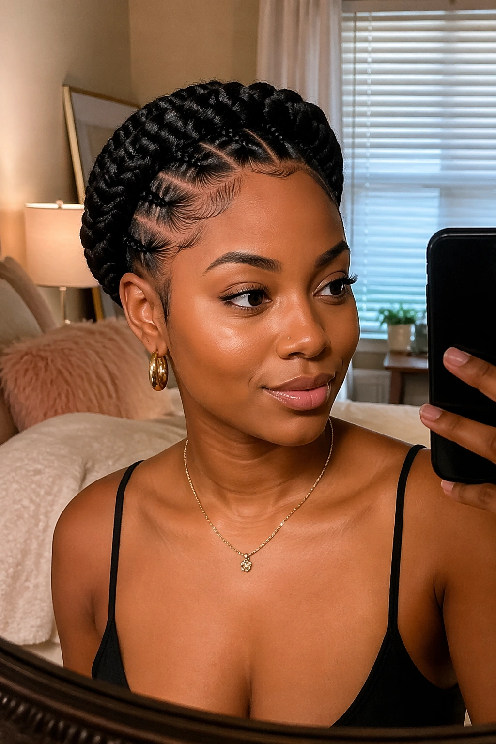 Flat twist crown seen in mirror selfie.