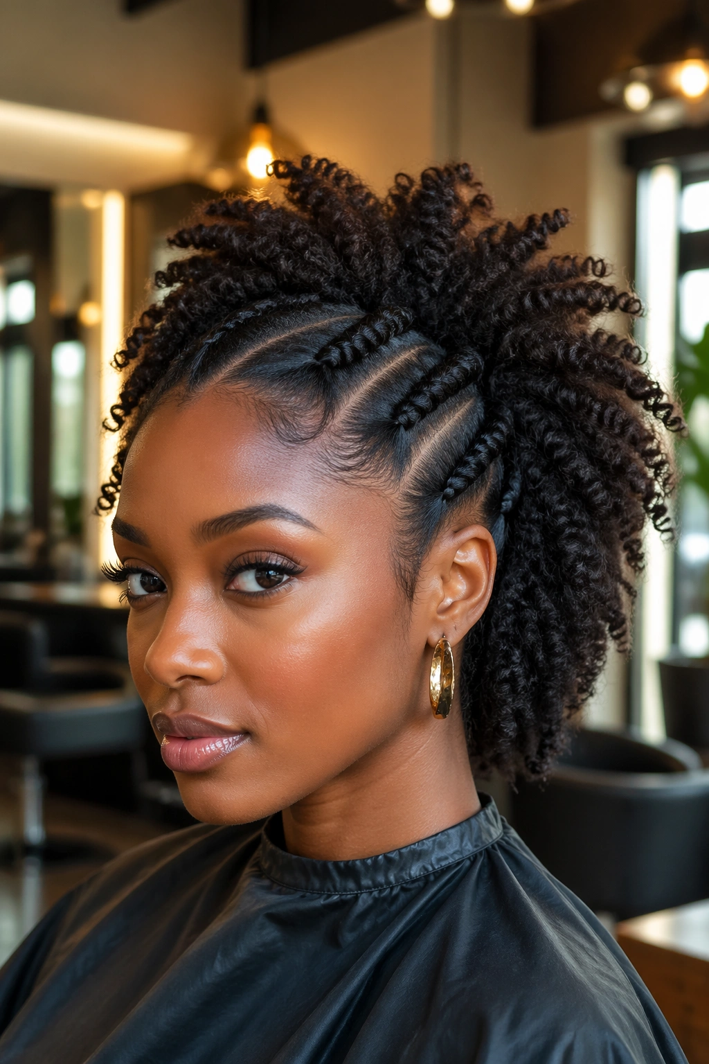 Close-up of a real person with front flat twists and back twist-out