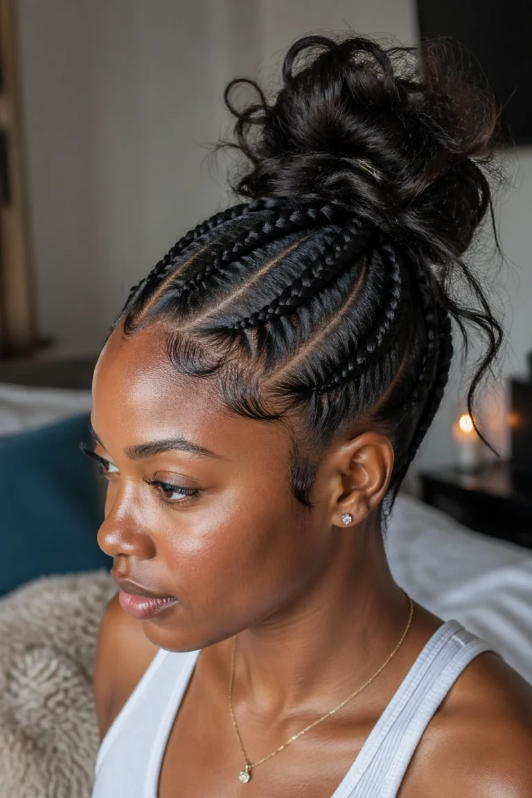 22 Cornrow Buns With 4 Braids