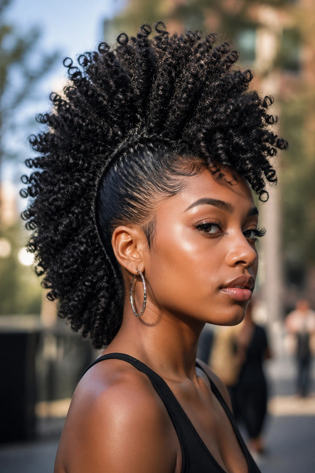 Real person with a bold curly frohawk